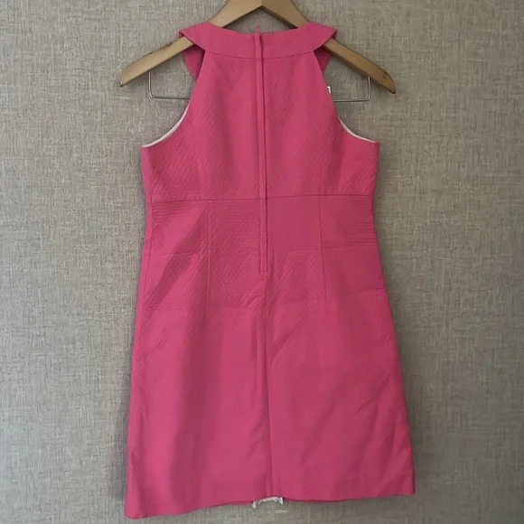 Lilly Pulitzer hot pink shift with white flower detail. - Picture 4 of 4